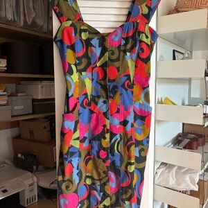 Vintage Chacok Form Fitting Dress Abstract Pattern